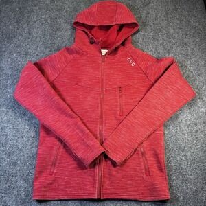 CVG Full Zip Hoodie Womens Medium Red Space Dye Thumbholes Activewear Jacket
